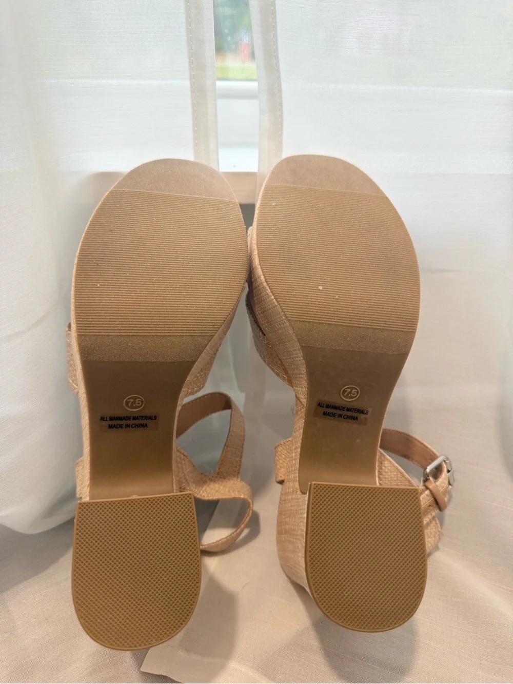 Dolce Vita Beige Woven Platform Sandals with Ankle Strap